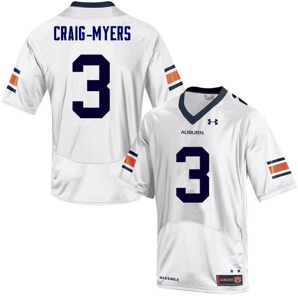 Men Auburn Tigers #3 Nate Craig-Myers College Football Jerseys Sale-White - Click Image to Close